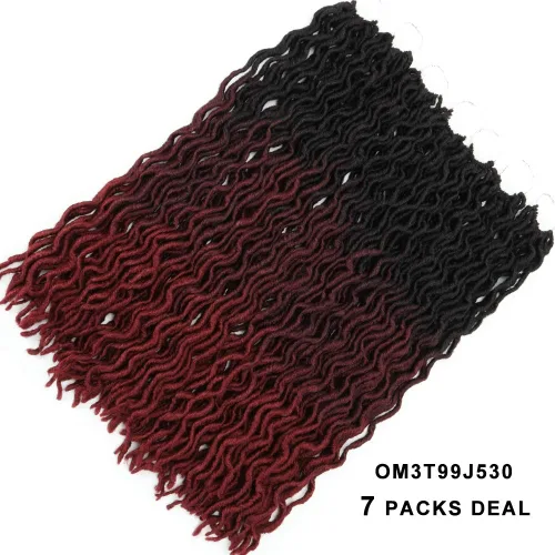 Miniatura 5 de Eliza Rastas Gitanas Onduladas de 24 Pulgadas Cabello de Ganchillo Ombré 7 Paquetes Rastas de Diosa Rastas Falsas Cabello de Ganchillo Raíces