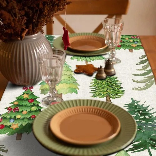 Miniatura 8 de OTOSTAR Camino de mesa de árbol de Navidad, Navidad, Navidad, Navidad, Navidad, caminos de mesa de cocina, comedor, decoración de mesa de lino