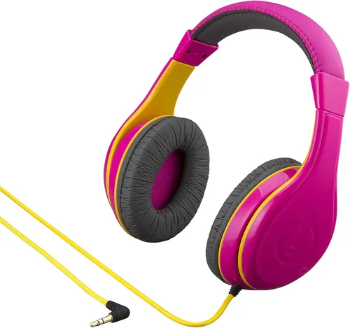 eKids Auriculares para niños, sonido estéreo, cable Jack de 0.138 in, auriculares con cable para niños, sin enredos, control de volumen, auriculares