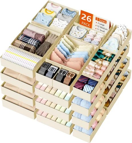 Miniatura 19 de DIMJ Organizador de cajones de ropa – Paquete de 20 contenedores organizadores de cajones de armario para almacenamiento de ropa de bebé, Rosa