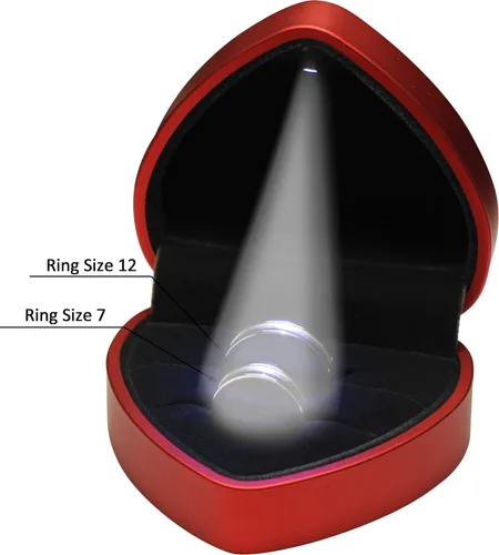 Miniatura 2 de Caja de anillos LED roja doble para parejas, bodas, compromisos, propuestas, cumpleaños, día del padre, Navidad... Diseño de lujo