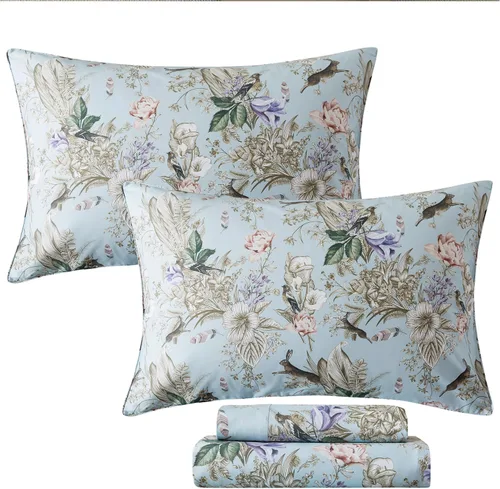 Miniatura 30 de FADFAY Juego de sábanas de cama con estampado floral amarillo, de algodón, tamaño King, suaves, transpirables, estilo Shabby Coquette, con bolsillo