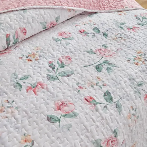 Miniatura 9 de Juego de edredón floral tamaño Queen 88x88 con flores rosas y amarillas, de microfibra suave, ligero, colcha reversible de verano de 3 piezas, juego