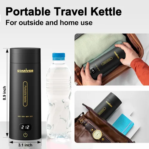 Miniatura 5 de Hervidor Eléctrico de Viaje, Hervidor Eléctrico Pequeño Portátil para Té y Café, Hervidor de Agua Caliente con 4 Controles de Temperatura