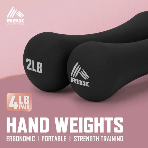 Miniatura 2 de RBX Pesas de mano, pesas de mano de neopreno para entrenamientos en casa, entrenamiento cardiovascular y de fuerza, equipo de gimnasio en casa