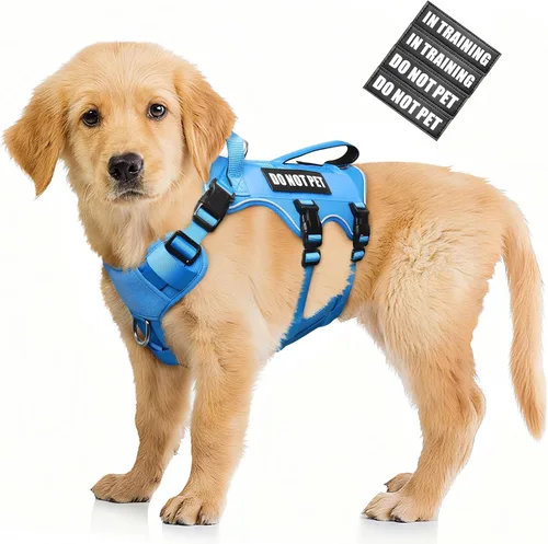 Miniatura 21 de WINSEE - Arnés para perro a prueba de fugas, arnés Molle de servicio y trabajo con doble asa, chaleco táctico para mascotas con 4 parches