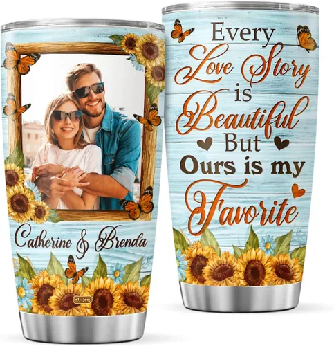 Miniatura 14 de CUBICER Vaso de café para parejas, taza de viaje floral con tapa, regalos de cumpleaños para mujeres, esposa, novias, adultos, vasos con aislamiento