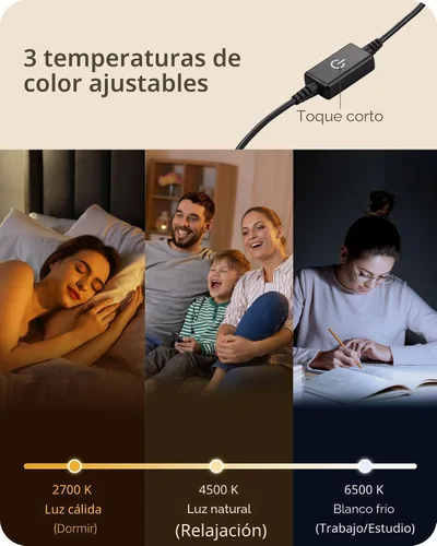 Miniatura 3 de EDISHINE Lámpara de Mesa LED Mejorada, Lámpara de Cabecera Regulable sin Escalones con 3 Temperaturas de Color, Lámpara de Mesita de Noche Moderna
