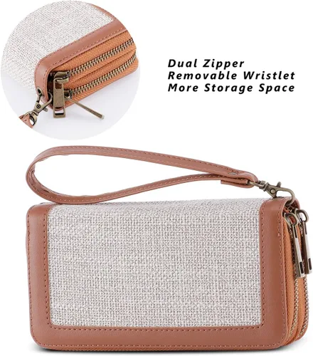 Miniatura 4 de HAWEE - Cartera para teléfono celular, con dos cierres y correa larga extraíble para la muñeca, para mujer