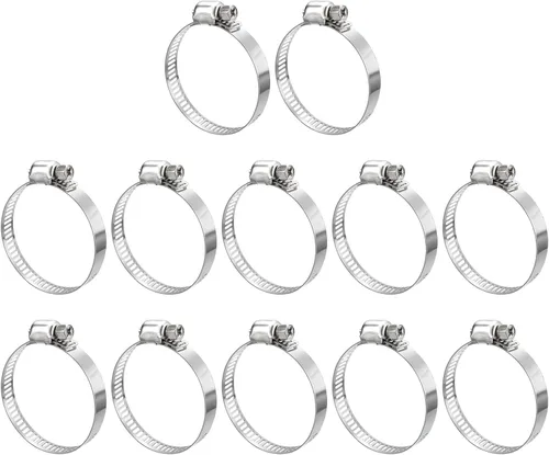 Miniatura 13 de uxcell Abrazadera de manguera de engranaje helicoidal, 12 abrazaderas de manguera de acero inoxidable ajustables de 1 a 1 1/2 pulgadas para asegurar