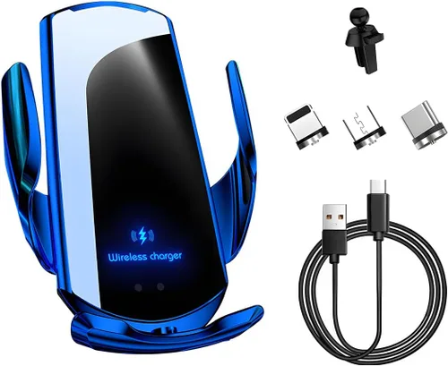 Miniatura 10 de Cargador inalámbrico para automóvil, montaje de ventilación de aire de carga rápida de 15 W, soporte de teléfono de sujeción automática, cargador