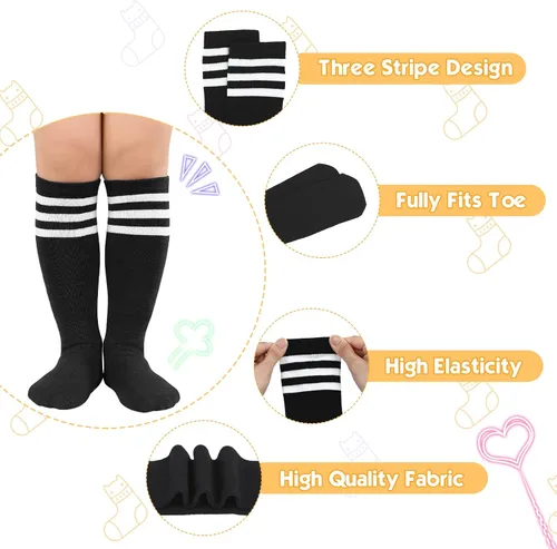 Miniatura 4 de American Trends Calcetines deportivos para niños, calcetines de fútbol a rayas hasta la rodilla, calcetines de fútbol de béisbol y sóftbol