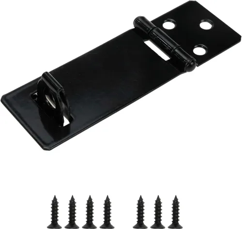 Miniatura 2 de Cerradura de candado negro, cerradura deslizante de puerta, cerradura de hierro pintado negro de 2.5 pulgadas con tornillos para el hogar, patio