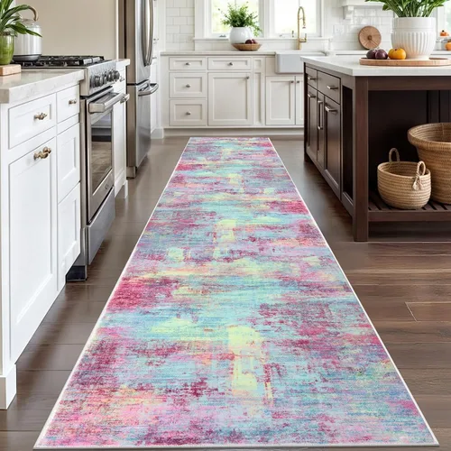 Miniatura 289 de IOHOUZE Alfombra abstracta lavable de 3 x 12 pies para pasillos, antideslizante para cocina, camino de entrada de lana sintética para interiores