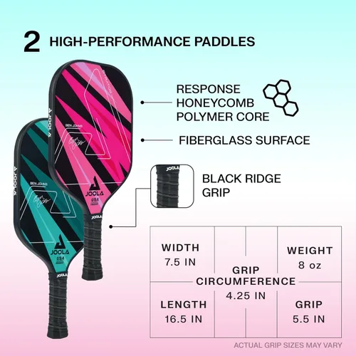 Miniatura 4 de JOOLA Pickleball Paddles Set of 2 – Multiple Colors - Reinforced Fiberglass Surface – Lightweight, Durable, Beginner-Friendly Racket Design – Set