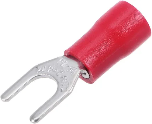 uxcell 200 piezas SV2-4M aisladas espada de horquilla tipo U conector de alambre terminal eléctrico de crimpado 16-14AWG rojo