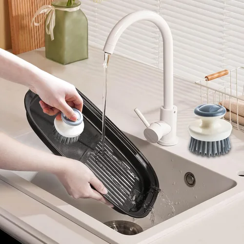 Miniatura 2 de Cepillo para fregar platos, cepillo de palma de agarre ergonómico, cepillos de cocina para limpieza, limpiador de platos con cerdas rígidas para 2p