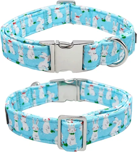 Miniatura 5 de Lionet Paws Collar de Pascua para perro con pajarita, collar de conejo con hebilla de metal para perros, collar ajustable y cómodo para perros