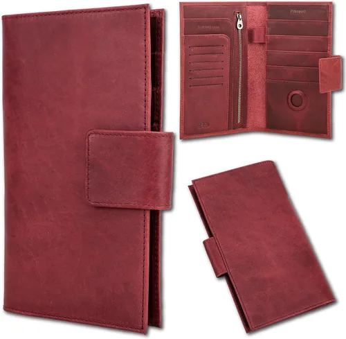 Miniatura 11 de Funda de cuero de grano superior para pasaporte de viaje para hombre y mujer, hecha a mano para 4 pasaportes y múltiples tarjetas, bloqueo RFID