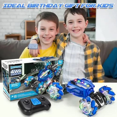Miniatura 7 de Coche de acrobacias RC con detección de gestos – Juguetes para niños de 6 a 12 años, auto de control remoto controlado a mano 4WD con luz y música