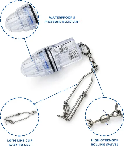 Miniatura 2 de BLUEWING 3 luces de pesca LED de caída profunda de 2100 pies bajo el agua, lámpara de atracción de peces para pez espada, azulejos, halibut, atún