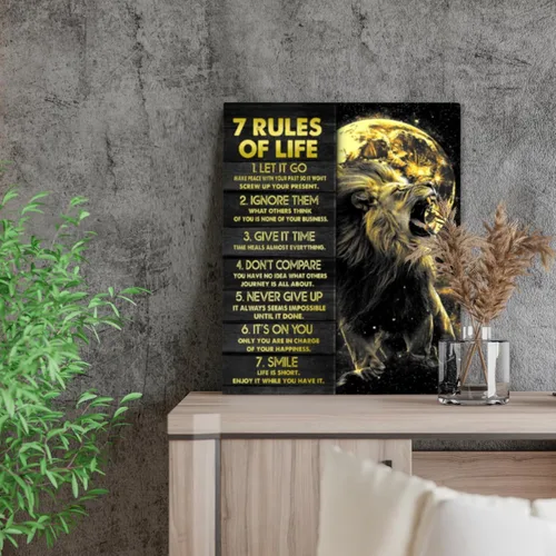 Miniatura 3 de Arte de pared motivacional de 7 reglas de la vida para el aula, impresiones inspiradoras, cuadros de león, lienzo para decoración de pared, citas