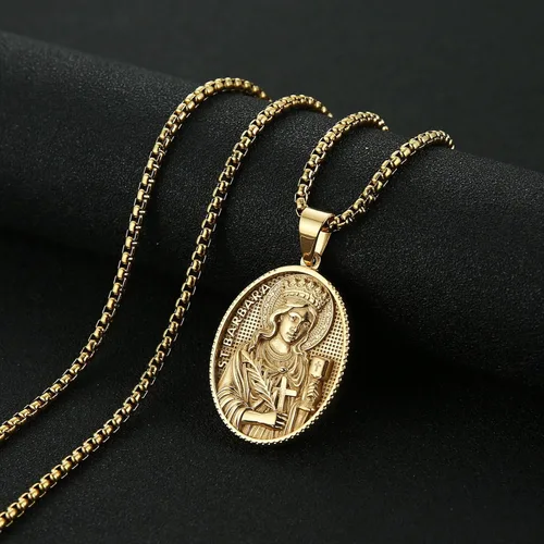 Miniatura 5 de HZMAN Collar de acero inoxidable de San José/María/Jesús para hombres y mujeres, medalla cristiana, amuleto, colgante, joyería de regalo