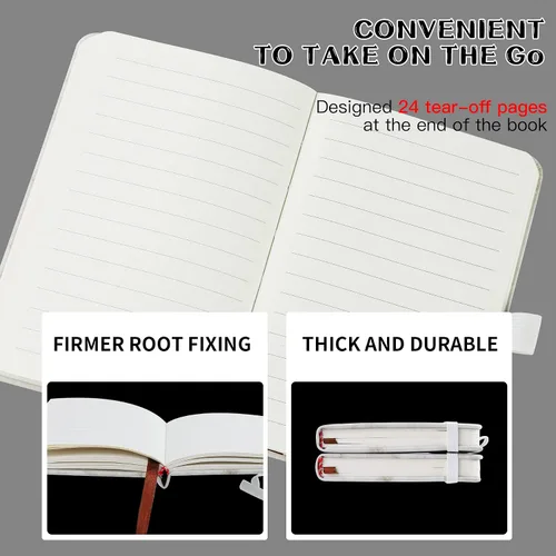 Miniatura 3 de 2Pack Cuaderno de Bolsillo Pequeño Cuaderno Diario 4 pulgadas x 5.7 pulgadas 200 Páginas Cubierta de Cuero Con Porta Lápiz Marcador de Páginas Negro