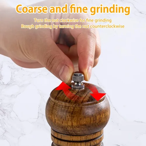 Miniatura 6 de Juego de 2 molinillos de sal y pimienta de madera de 8 pulgadas, molinillo de sal ajustable de madera de roble, mecanismo de molienda de cerámica