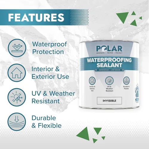 Miniatura 3 de Polar Sellador impermeabilizante – 33 onzas líquidas – Acabado transparente invisible – Revestimiento impermeable para exteriores para interiores