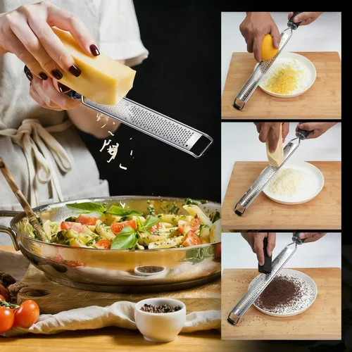 Miniatura 6 de Rallador de queso con agarre antideslizante, rallador de limón para frutas gitrus, chocolate, quesos duros