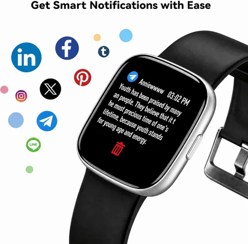 Miniatura 5 de TYKOIT Reloj inteligente, rastreador de fitness con pantalla táctil de 45 mm, monitor de frecuencia cardíaca, oxígeno en sangre, seguimiento