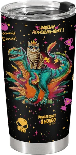 Miniatura 2 de Vaso de viaje con diseño de dragón y gato de acero inoxidable, con aislamiento, para amantes de los libros, divertido regalo para hombres y mujeres