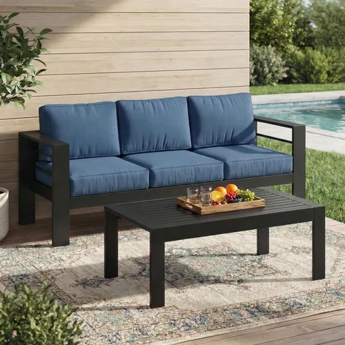 Miniatura 19 de Solaste Juego de muebles de patio de aluminio para todo tipo de clima, moderno juego de muebles de metal para exteriores con asientos profundos