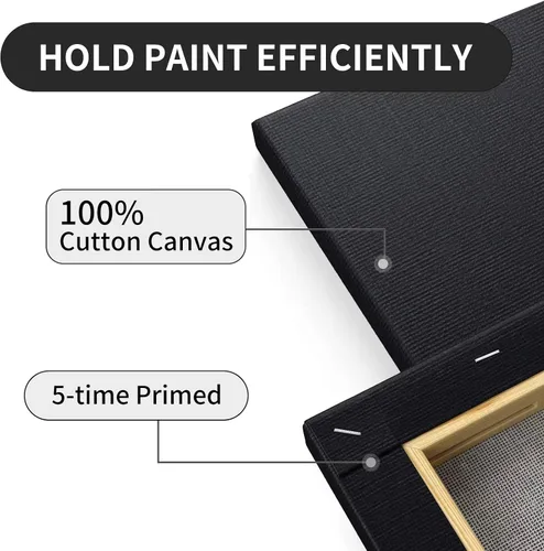 Miniatura 3 de Lienzos estirados negros y blancos para pintar, paquete múltiple de 3 unidades de 11 x 14 pulgadas, 8 x 10 pulgadas, 5 x 7 pulgadas, lienzo