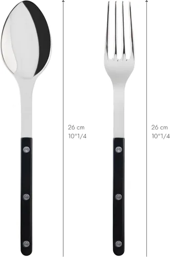 Miniatura 4 de SABRE PARIS - Juego de 2 piezas para servir - Colección Bistrot - Tenedor grande y cuchara grande - Acero inoxidable y nailon - Apto para Negro