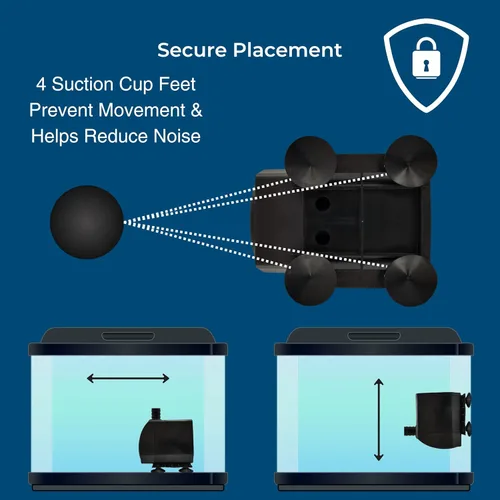 Miniatura 4 de Teamson Home Bomba de agua sumergible ajustable de 635 GPH de 50 W con un cable de alimentación de 6 pies y 3 boquillas diferentes para peceras