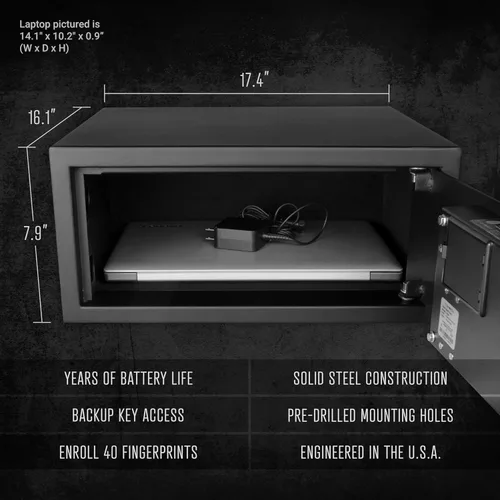 Miniatura 5 de Caja fuerte biométrica Verifi Smart Safe S5800 con sensor de huella dactilar certificado por el FBI
