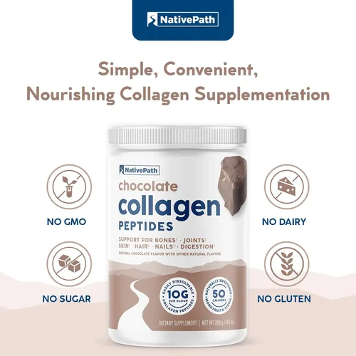 Miniatura 8 de NativePath Péptidos de colágeno - Colágeno hidrolizado tipo 1 y 3. Proteína en polvo keto y paleo alimentada con pasto para cabello, piel, uñas