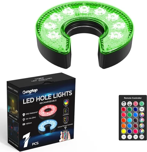 Miniatura 14 de KINGTOP Luz de hoyo de golf LED recargable - Impermeable, lente de iluminación enfocada, control remoto, perfecta para práctica nocturna de golf