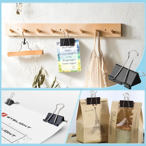 Miniatura 7 de 48 paquetes de clips para carpetas extra grandes de 2 pulgadas, clip de papel grande, clip jumbo a granel, abrazadera para papeleo grande y Negro