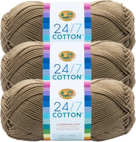 Miniatura 61 de Lion Brand Yarn, Hilo ligero mercerizado de algodón 24/7 para tejer, ganchillo y manualidades, Almirante, 1 paquete, 185 yardas de fibra natural