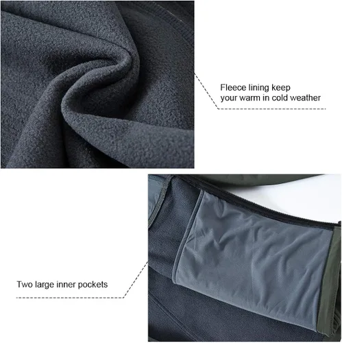 Miniatura 6 de Gopune Chaqueta de senderismo Softshell para hombre con forro polar impermeable ligera con capucha