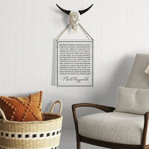 Miniatura 3 de Placa de letrero de madera con cita F Scott Fitzgerald, citas de F Scott Fitzgerald, cita inspiradora de F Scott Fitzgerald, impresiones de madera