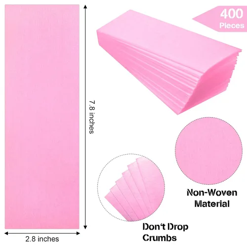 Miniatura 2 de Maitys 400 tiras de cera no tejidas de 2.8 x 7.9 pulgadas para depilación facial, corporal, pierna, cara y bikini (rosa)