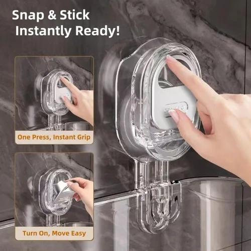 Miniatura 5 de Organizador de ducha de baño transparente, estante de almacenamiento de montaje en pared con ventosas, estante de almacenamiento de baño 12.7 x 4.5