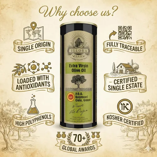 Miniatura 3 de Ellora Farms, Aceite de oliva virgen extra griego, DOP con certificación de finca única, ganador del premio de oro múltiple, rastreable, primera