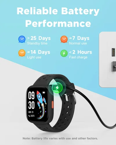 Miniatura 7 de Reloj inteligente BIGGERFIVE para niños, rastreador de actividad física de 1.8", podómetro, frecuencia cardíaca, monitor de sueño, IP68 resistente