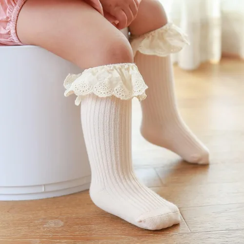 Miniatura 5 de HOUSEYUAN Calcetines largos con volantes para bebés y niñas de 6 a 12 meses