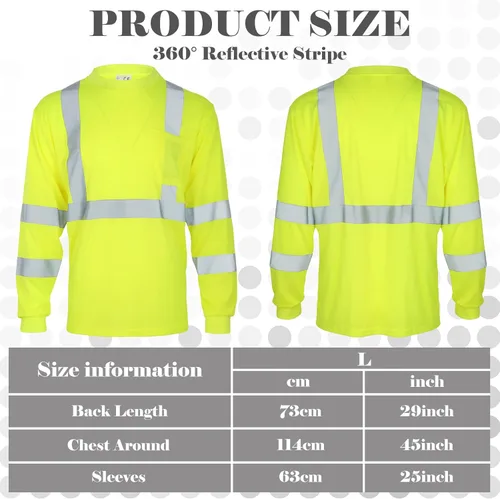 Miniatura 2 de Amylove 4 piezas camisas de seguridad de manga larga de alta visibilidad reflectantes, camisas de trabajo de construcción para hombres y mujeres